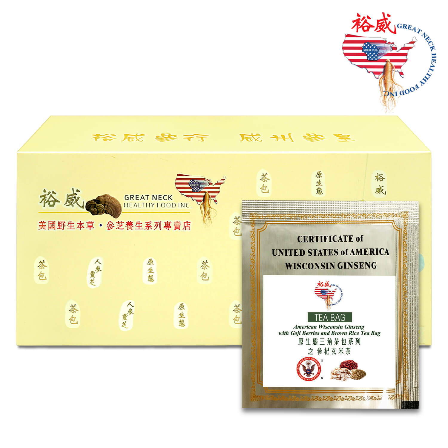 威州參皇枸杞玄米茶包ginseng With Goji Berries And Brown Rice Tea Bags 30 Bags 裕威參行